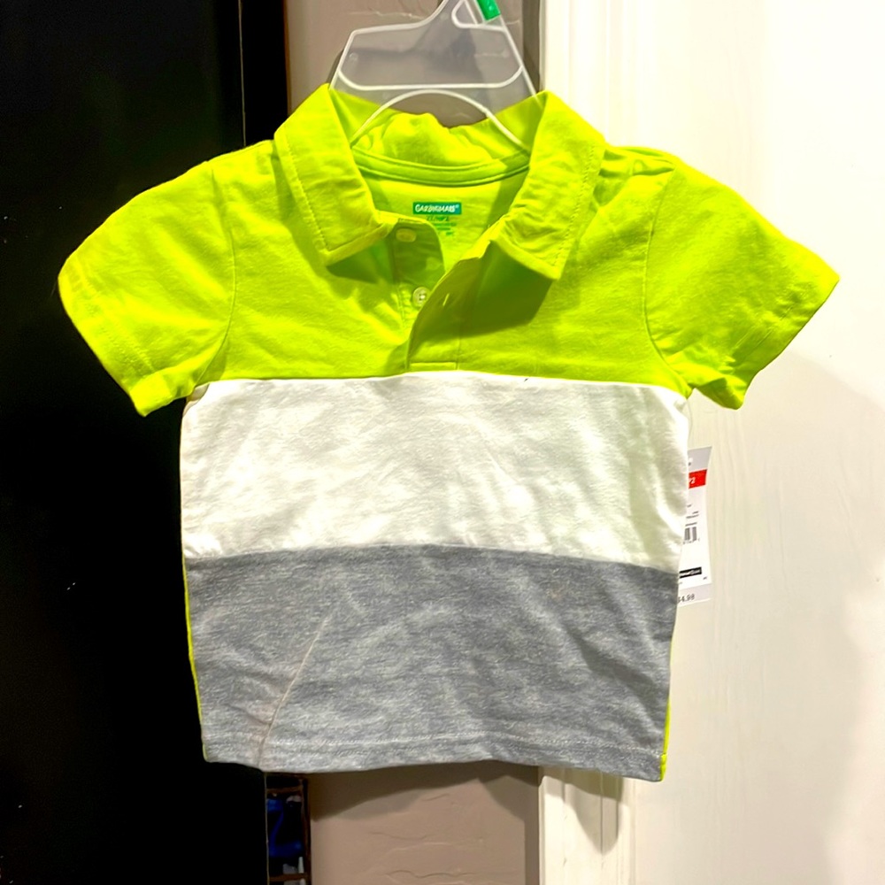 2t boys shirt neon with gray and white brand new